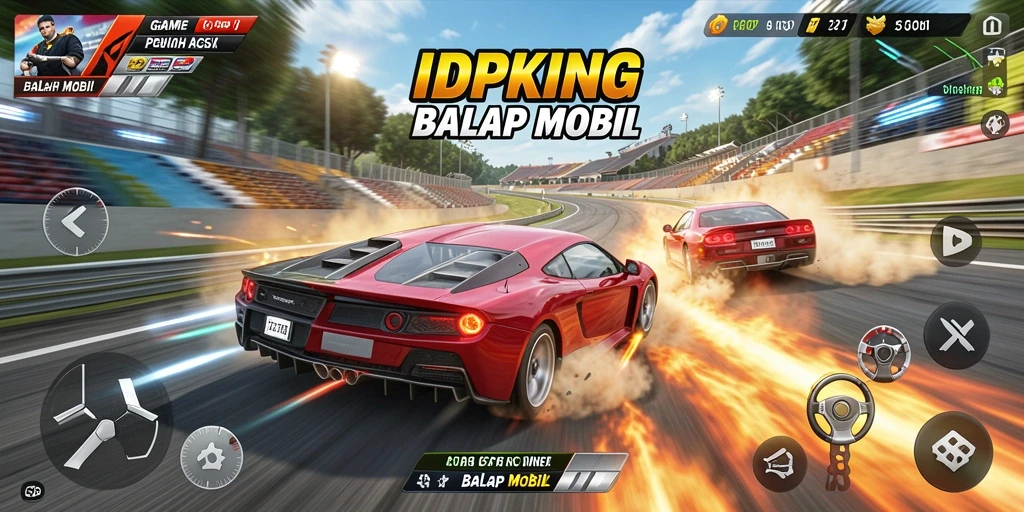 Tampilan antarmuka menarik dari permainan Balap Mobil IDPKING.