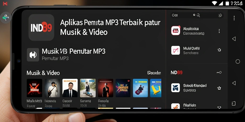 Tampilan antarmuka IND89 sebagai Pemutar MP3 yang elegan.
