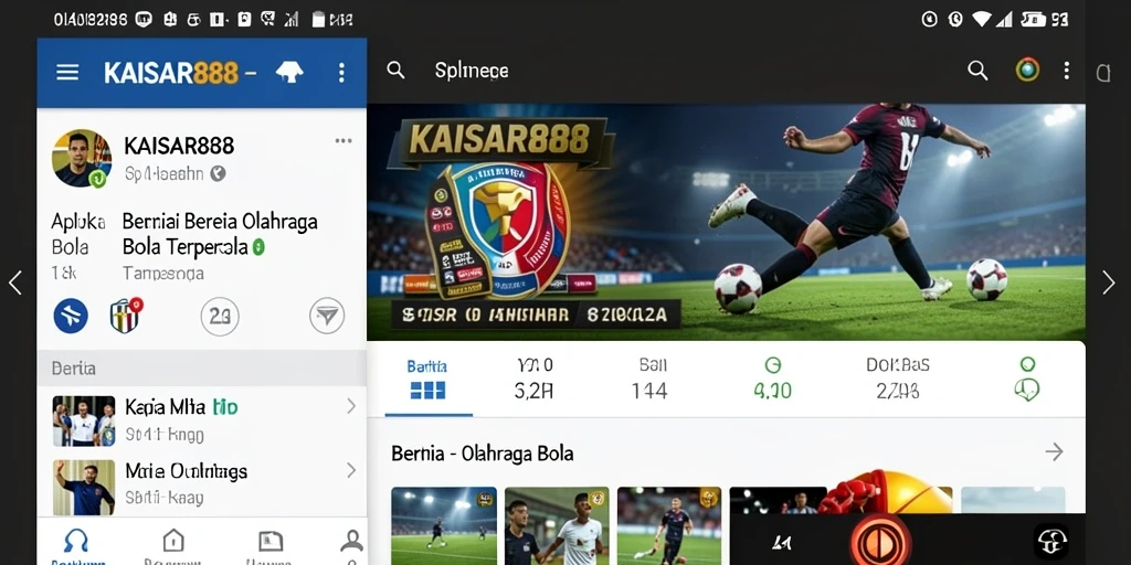 Antarmuka menarik dengan informasi sepak bola terkini.