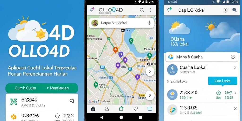 Antarmuka OLLO4D menampilkan informasi cuaca yang jelas dan interaktif.