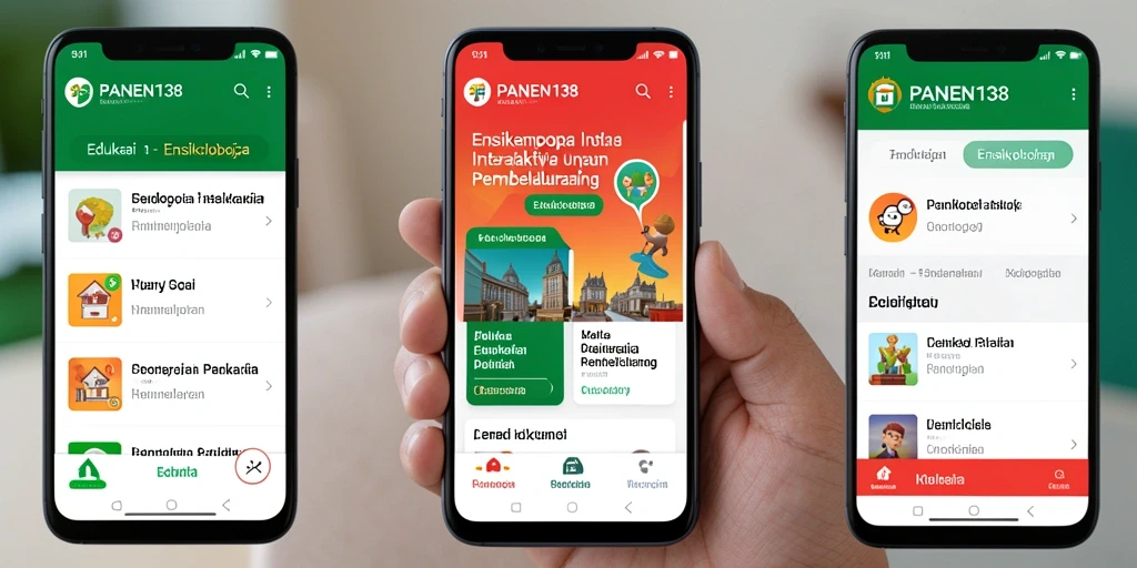 Antarmuka aplikasi PANEN138 dengan konten ensiklopedia yang informatif.