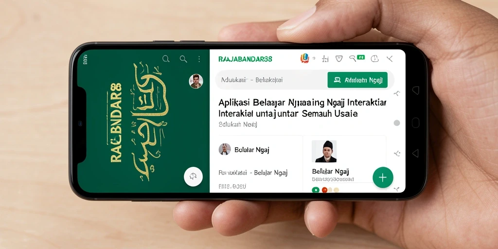 Antarmuka pengguna aplikasi RAJABANDAR88 untuk belajar ngaji.