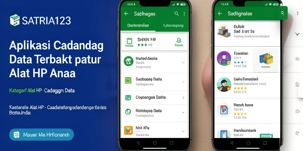 Tampilan antarmuka aplikasi SATRIA123 untuk cadangan data yang mudah.