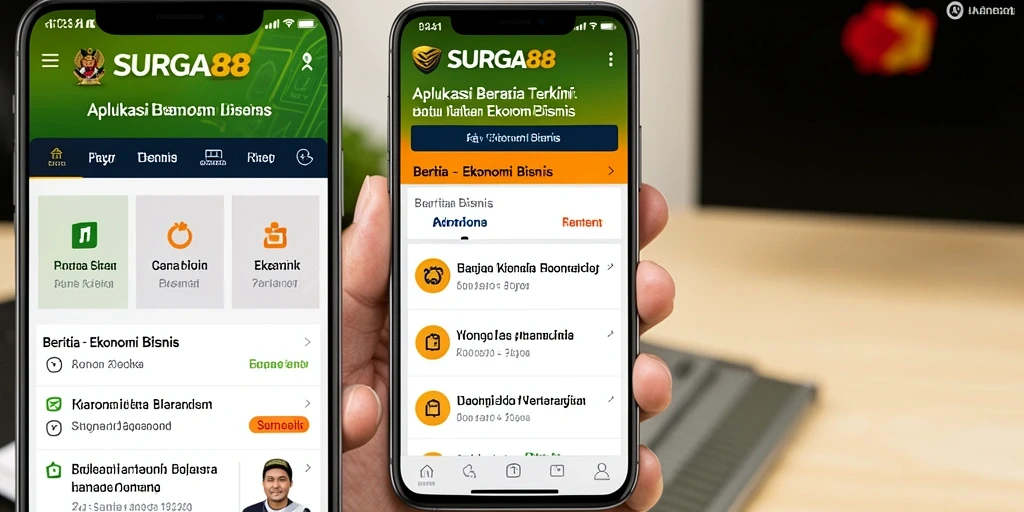 Tampilan antarmuka utama aplikasi SURGA88 dengan berita ekonomi terbaru.